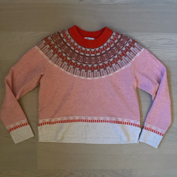 Madewell Red and Pink Fair Isle Sweater - Picture 1 of 8